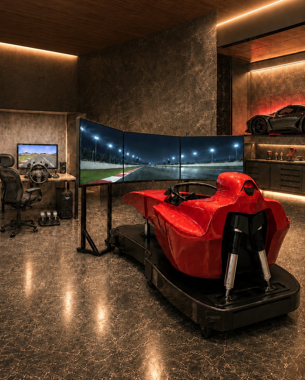 A conventional gaming setup next to the One Grid Formula