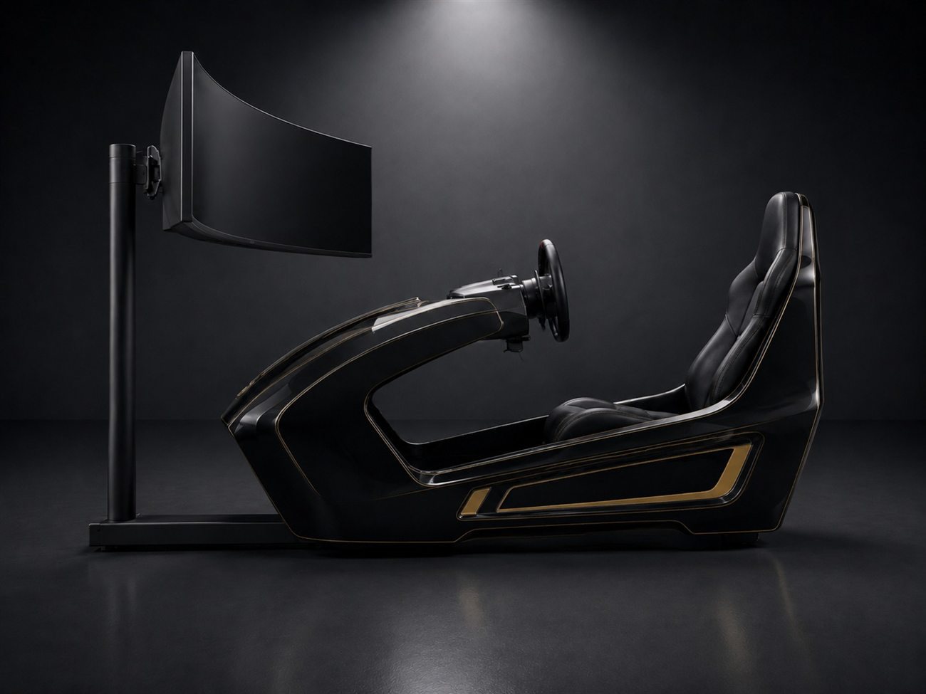 One Grid Sport, compact black and gold pod with an integrated curved display